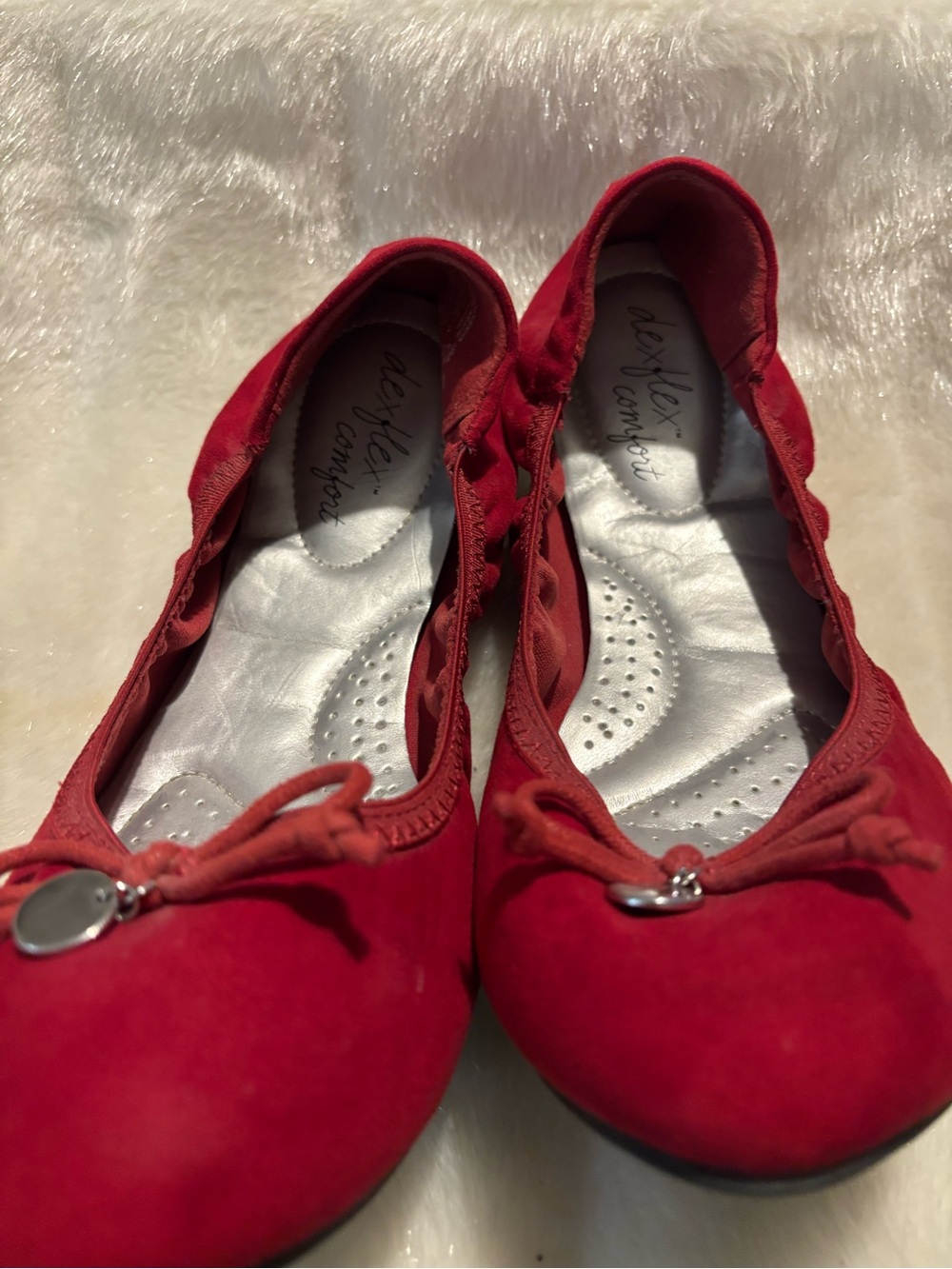 Dex flex Red Suede Bow Ballet Flats-8W